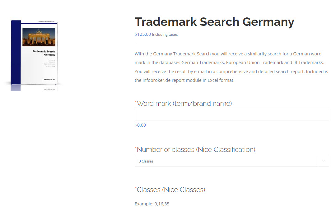 Trademark Search Germany Order Form